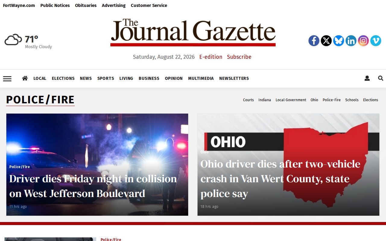 Allen County police fire arrest and court news at the Journal Gazette